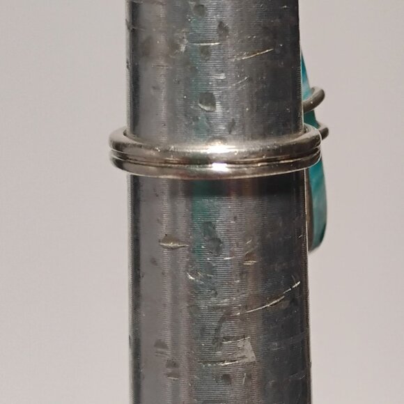 Share 925 Sterling Silver Vintage Blue Agate Shiny Ring Size 6 - Picture 2 of 7